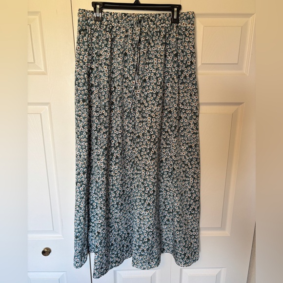 Bluetime Dresses & Skirts - Teal Floral Maxi Skirt with Elastic Waist